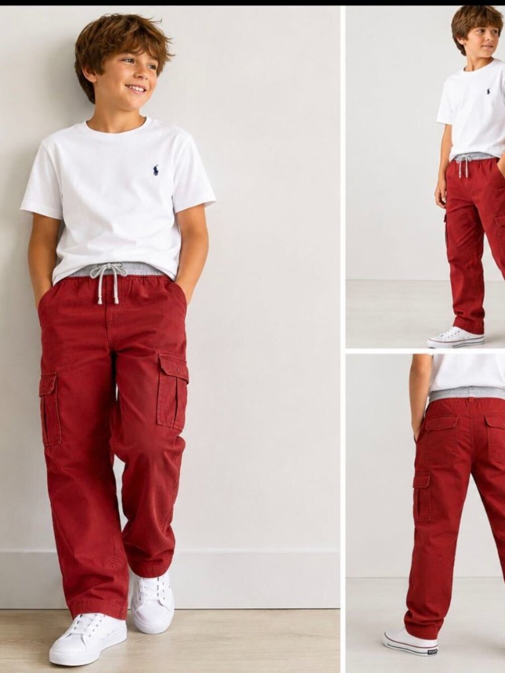 CAMP AND CAMPUS Boy Sz S ( 8 ) Cargo Pants Drawstring NWT Brown